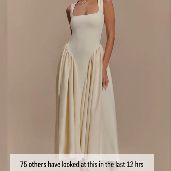 Meshki Sharon Scuba Midi Dress - Ivory - Size Small - Picture 1 of 3